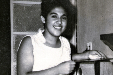 Gladys Porcel, en una foto de su casamiento, casi adolescente.