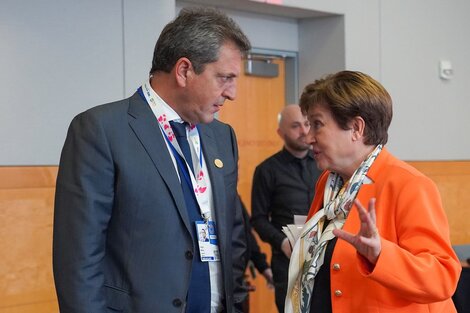 Sergio Massa y la titular del FMI, Kristalina Georgieva, en su último encuentro.