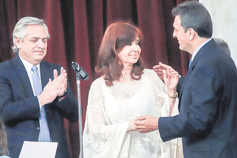 Alberto Fernández, Cristina Kirchner y Sergio Massa.