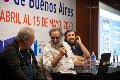 Daniel Míguez, Juan José Panno y Alejandro Apo durante la presentación del libro.