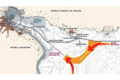 El Canal Magdalena, punteado en rojo