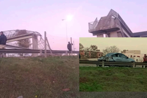 Se derrumbó un puente peatonal en la Panamericana: un herido