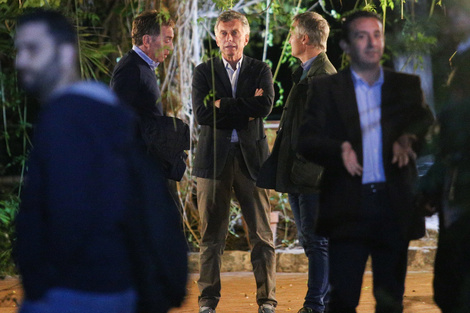 Mauricio Macri, Diego Santilli y Fernando De Andreis, anoche, luego de la reunión.  (Fuente: NA)