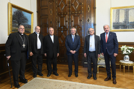 La conducción de la Iglesia Católica visitó a Alberto Fernández en diciembre pasado (Fuente: Presidencia)