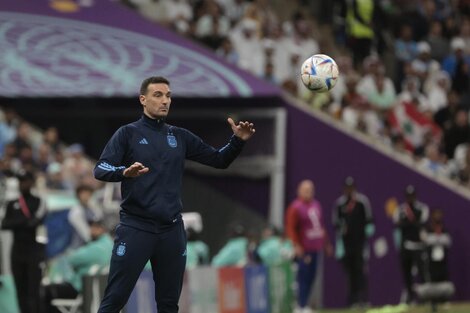 Lionel Scaloni durante la final del Mundial de Qatar 2022 ante Francia. (Fuente: EFE)