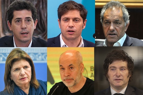 Wado de Pedro, Axel Kicillof, Daniel Scioli, Patricia Bullrich, Horacio Rodríguez Larreta y Javier Milei en la danza de las candidaturas.