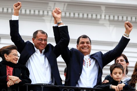 La formula presidencial Rafael Correa/Jorge Glas, celebrando el triunfo en 2013.