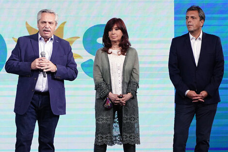 Alberto Fernández, Cristina Kirchner y Sergio Massa.  (Fuente: Télam)