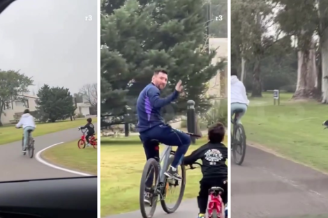 Lionel Messi salió a pasear en bicicleta con su familia en Funes