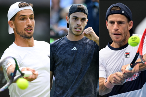 Pedro Cachín, Francisco Cerúndolo y Diego Schwartzman. 