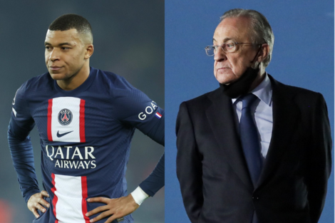 Kylian Mbappé y el presidente del Real Madrid, Florentino Pérez.