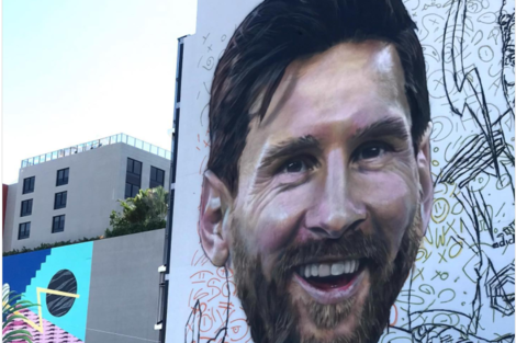 La sorpresa de Beckham por el enorme mural de Messi que hizo un argentino en Miami