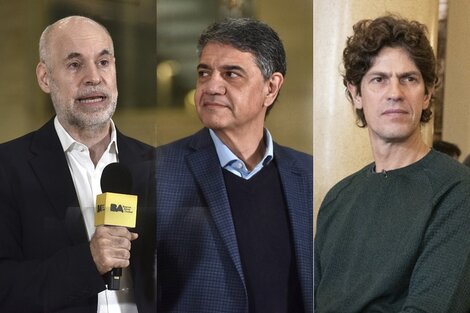 Horacio Rodríguez Larreta y sus dos candidatos, Jorge Macri y Martín Lousteau.