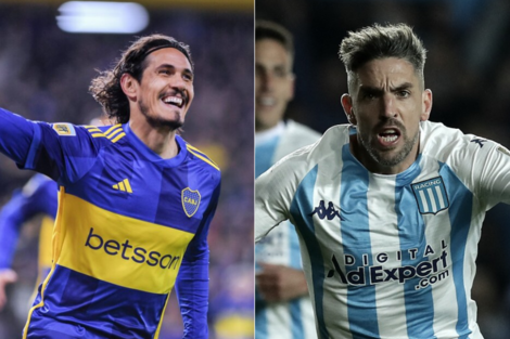 Edinson Cavani (Télam) y Gabriel Hauche (AFP), titulares en Boca y Racing. 