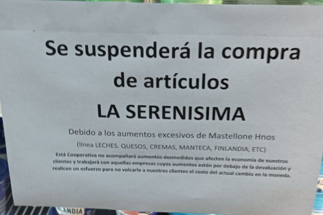 La historia del supermercado que dejó de vender lácteos de La Serenísima por "aumentos excesivos"