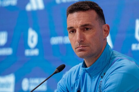 Lionel Scaloni durante la conferencia de prensa en Ezeiza