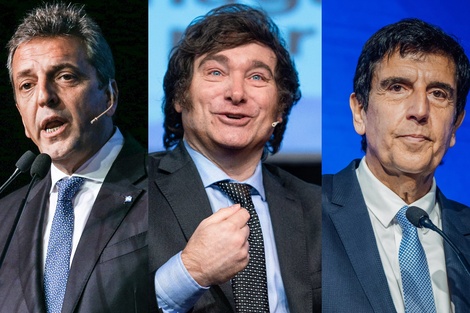 Sergio Massa, Javier Milei y Carlos Melconian (Patricia Bullrich).