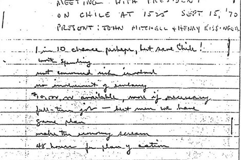 Richard Helms --CIA-- tomó nota de las órdenes golpistas de Richard Nixon.