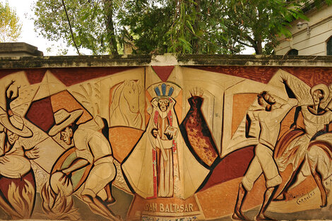 Mural en honor a San Baltasar en el barrio Camba Cuá en la Ciudad de Corrientes