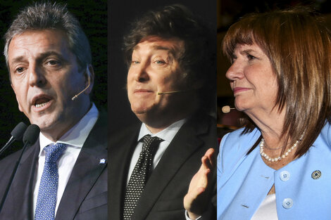 Sergio Massa, Javier Milei y Patricia Bullrich.