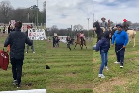 Atacaron a rebencazos a proteccionistas que protestaban contra una jineteada y hay 16 heridos