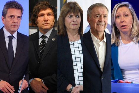 Sergio Massa, Javier Milei, Patricia Bullrich, Juan Schiaretti y Myriam Bregman