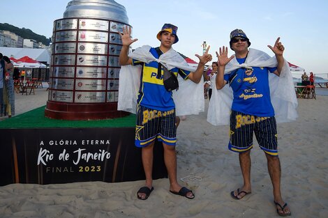 Los hinchas xeneizes comenzaron a copar Brasil. Imagen: Conmebol.