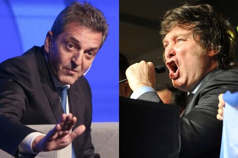 Candidatos Sergio Massa y Javier Milei.