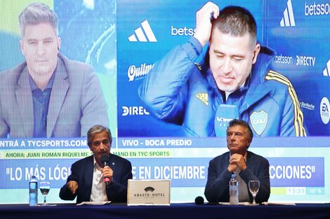 Andrés Ibarra y Mauricio Macri en la conferencia de prensa.