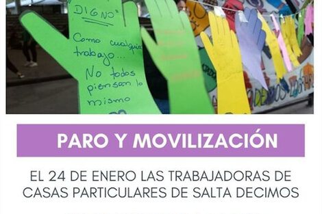 Trabajadoras de casas particulares se movilizarán por primera vez en Salta