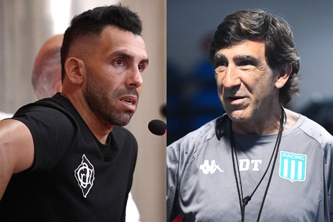 Carlos Tevez y Gustavos Costas, los DTs del Clásico de Avellaneda.