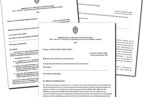 Las notas enviadas por la Provincia a la administración nacional. 