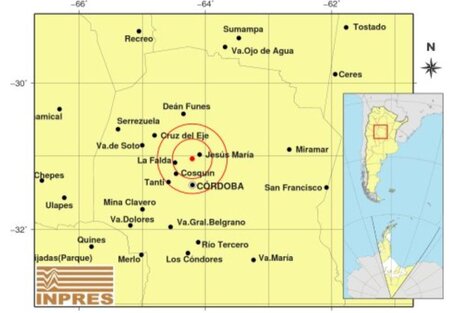 El sismo se registró a las 20:54 de este jueves. Imagen: Inpres.