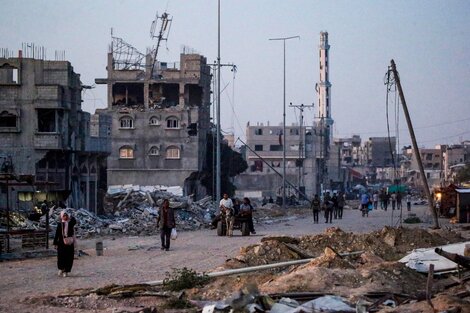 Refugiados palestinos en Khan Younis, Franja de Gaza.