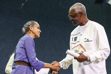 La ministra de Medio Ambiente de Brasil, Marina Silva, y el secretario ejecutivo de la convención de las Naciones Unidas (UNCCD), Ibrahim Thiaw.