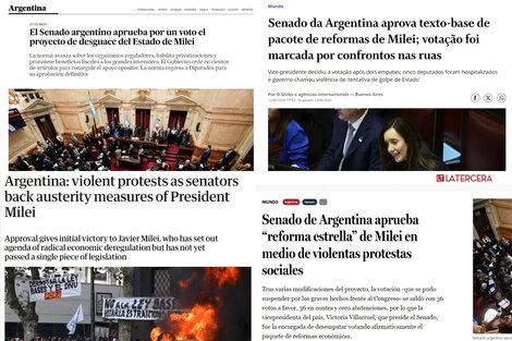 Ley Bases: así reflejaron los medios internacionales la votación y las protestas frente al Congreso