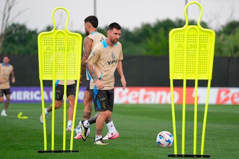 Messi durante el entrenamiento en Nueva Jersey