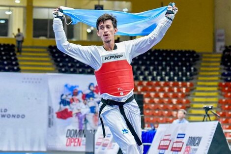 El taekwondista merlense Lucas Guzmán llegó a pelear por el bronce en los últimos Juegos. En París va por la revancha. (Fuente: @panamerican_taekwondo_union) (Fuente: @panamerican_taekwondo_union)