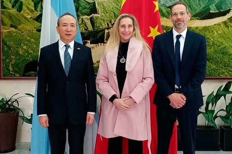 La Secretaria General de la Presidencia, Karina Milei, junto al embajador chino, Wang Wei.