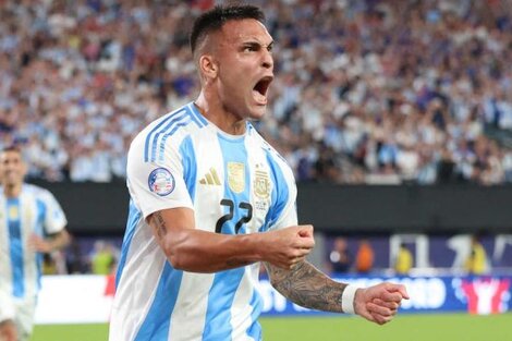 Lautaro Martínez grita su gol contra Chile en la Copa América 2024.