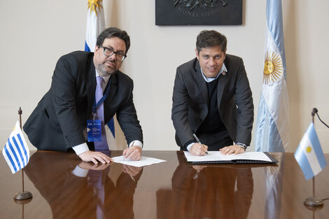 Kicillof, firmó un convenio de cooperación con el intendente de Montevideo, Mauricio Zunino. (Fuente: Archivo)