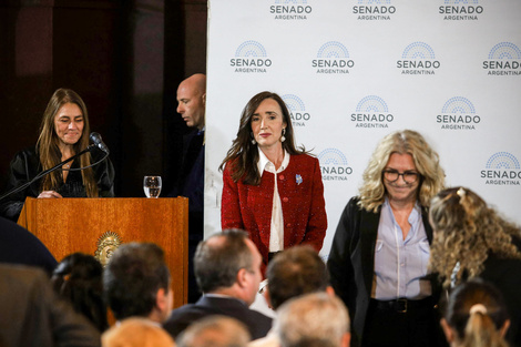 Victoria Villarruel reflotó la teoría de los dos demonios en un acto en el Senado. (Fuente: NA)