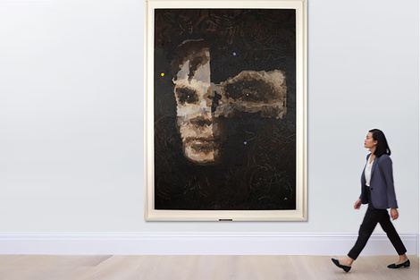 La pintura creada por Ai-Da muestra el rostro del matemático Alan Turing. 