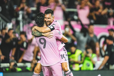 Messi celebra un gol en el Chase Stadium. 