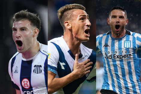 Bruno Barticciotto, Braian Romero y Adrián "Maravilla" Martínez, los goleadores de Talleres, Vélez y Racing. 