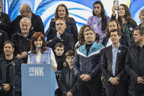 Uno de los actos que compartieron Cristina Kirchner, Axel Kicillof, Sergio Massa y Máximo Kirchner.