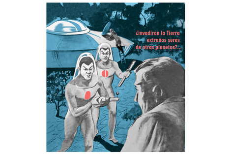 Fragmento de la portada de "Primer mensaje extraplanetario" de Frank Robertson, dibujada por José Raggi (Ediciones Ignotas, 2024).