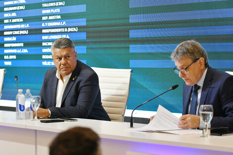 Claudio Tapia, presidente de la AFA, durante el sorteo del Torneo Apertura 2025.