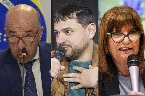 Oscar Laborde, Juan Grabois y Patricia Bullrich.