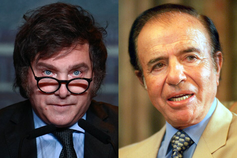 El actual presidente, Javier Milei, y su idolatrado Carlos Menem.